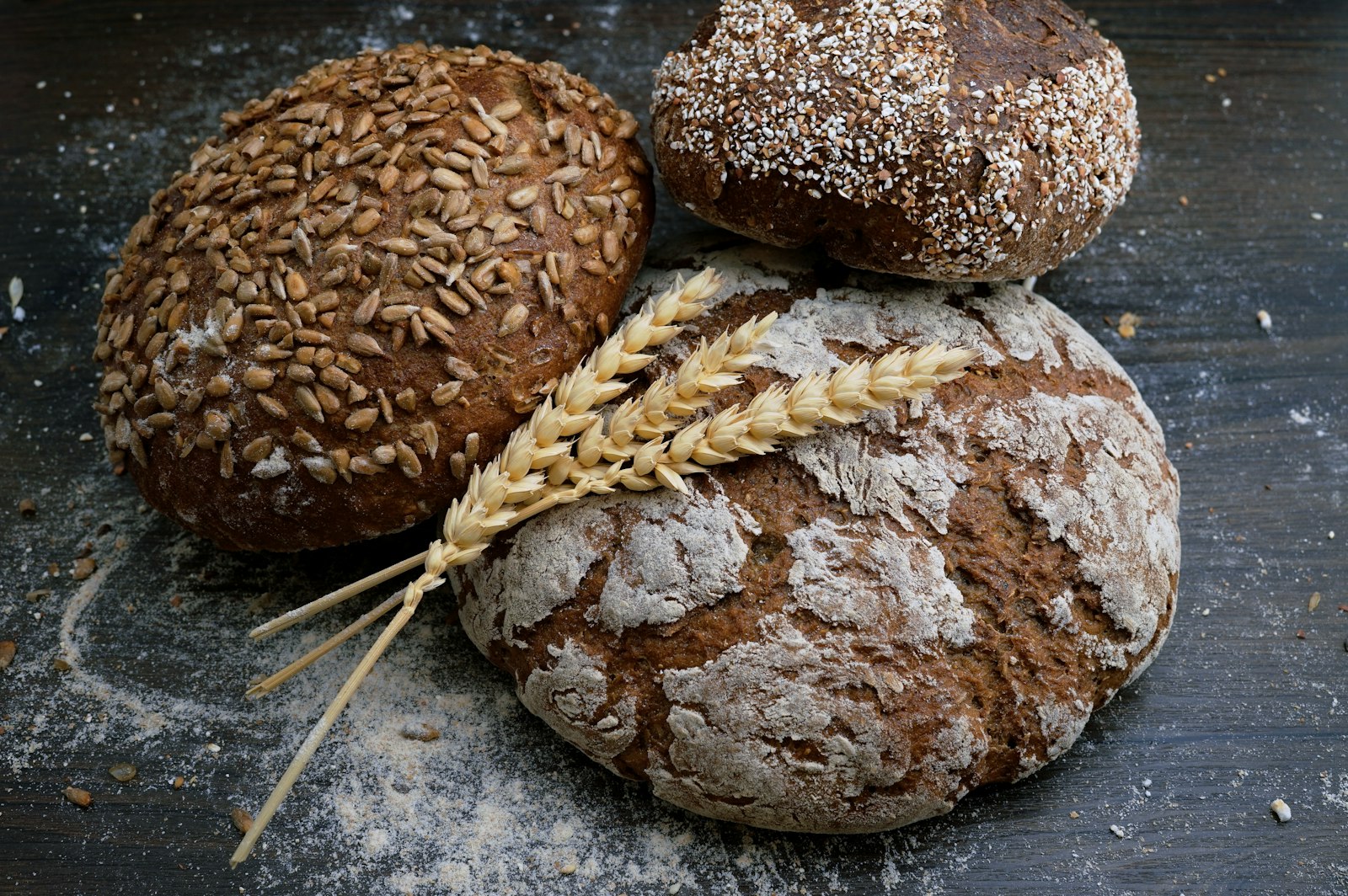 Sourdough loaves dusted with flour
